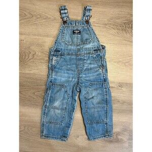 OskKosh unisex boy girl denim overalls GUC 18 months